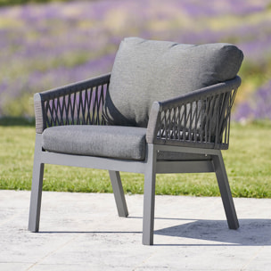 Fauteuil de salon de jardin "Oriengo" anthracite & graphite en aluminium traité époxy