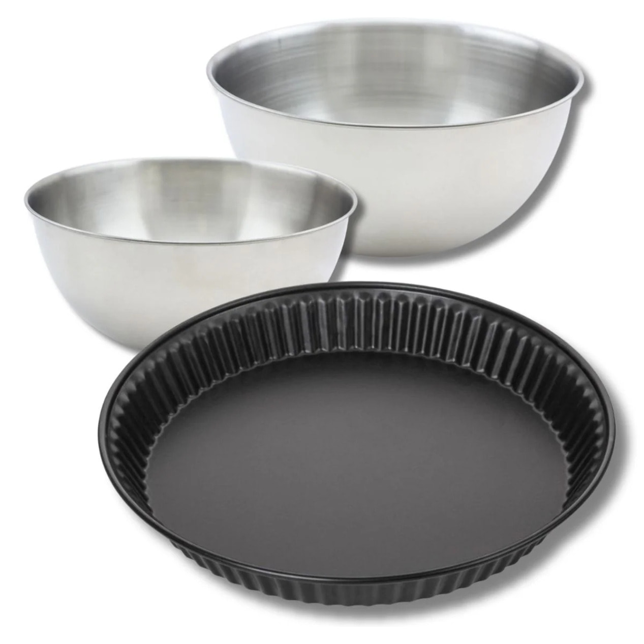 Set pâtisserie avec moule à quiche Lorraine 30 cm, 2 bols à mixer et 1 spatule Zenker