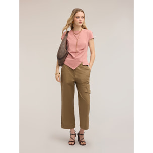 Motivi - Pantaloni cargo in gabardine di cotone - Marrone