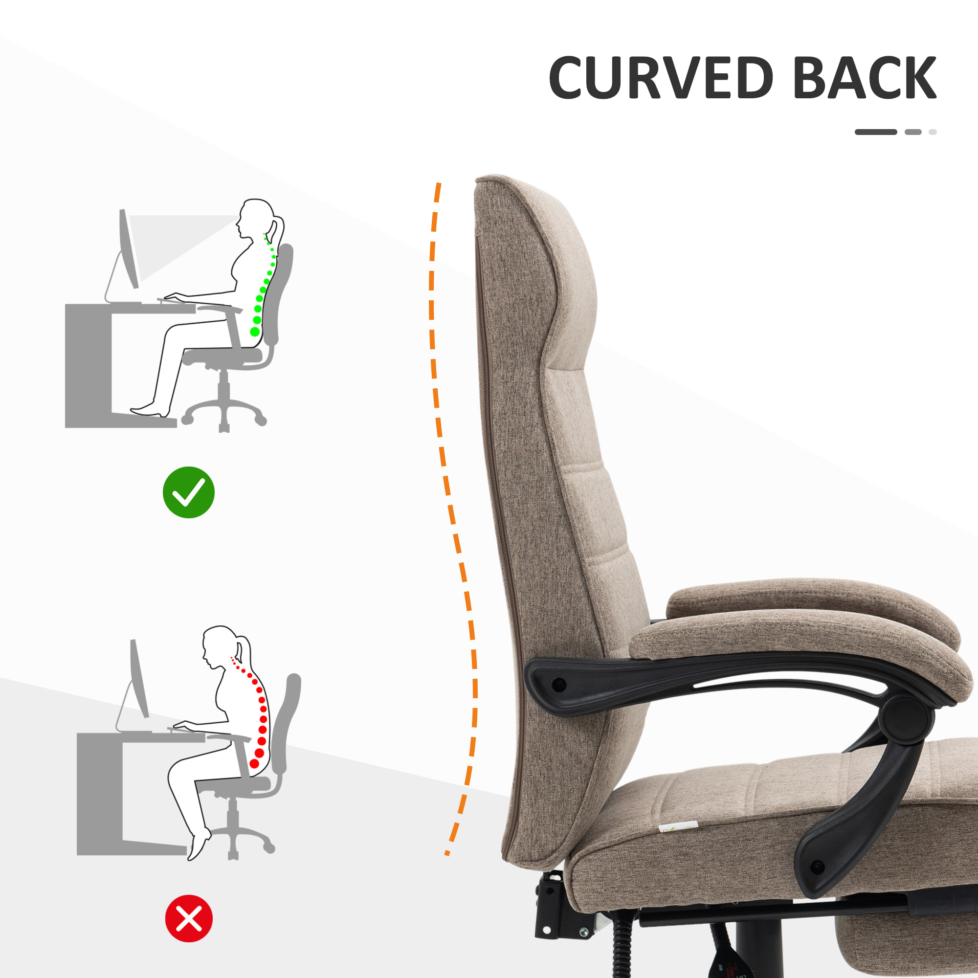 Silla de Oficina Reclinable con Altura Ajustable Reposapiés 68x67x106-114 cm