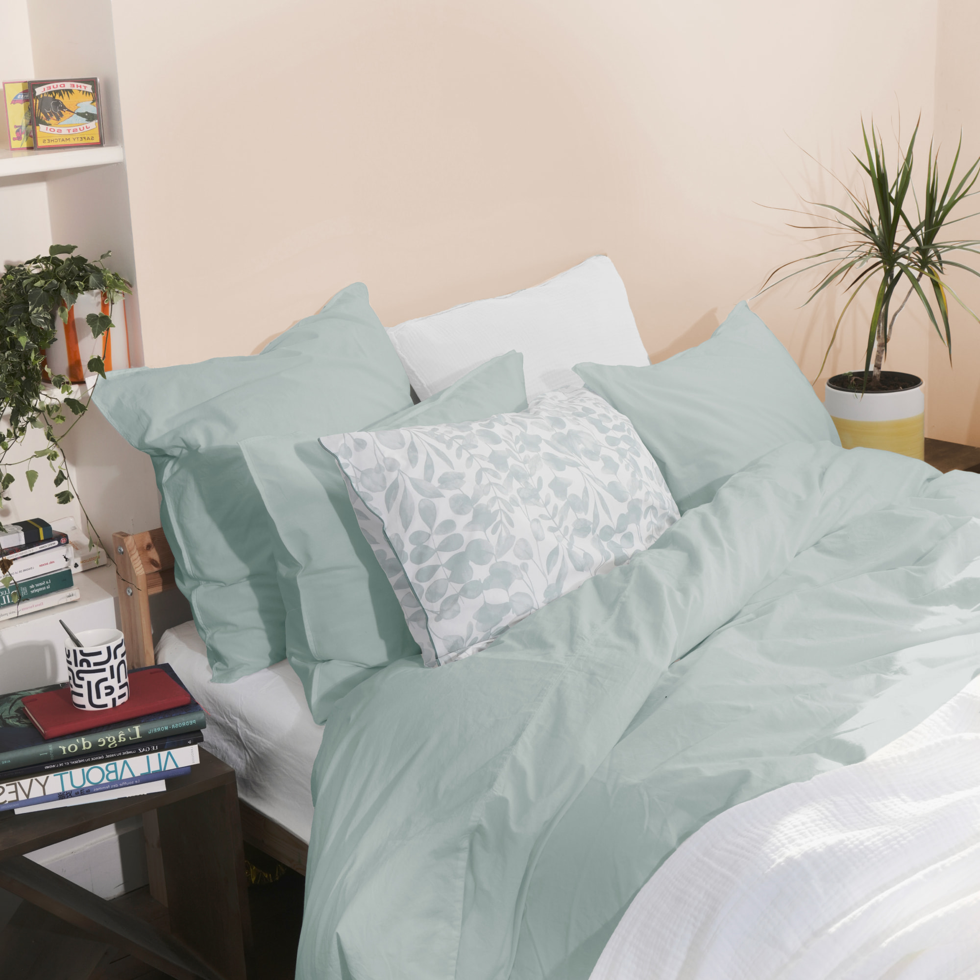 Housse de couette en percale de coton lavé, DOUCEUR LAVÉE