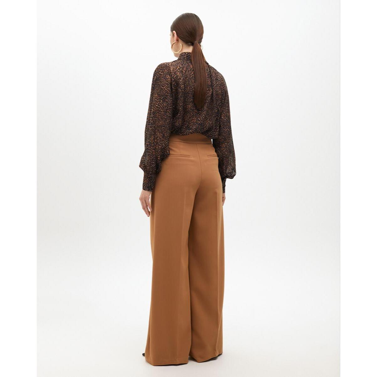 Pantaloni a palazzo a vita alta con pince