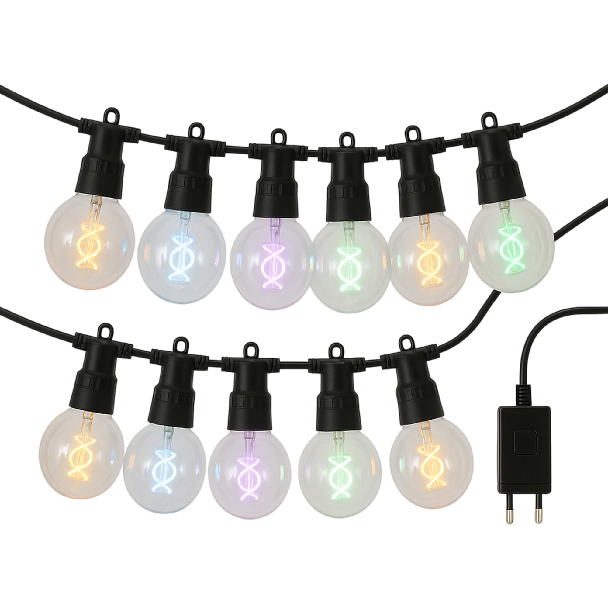 Guirnalda multicolor con luces de bola g80 - temporizador incluido 95x8x11cm