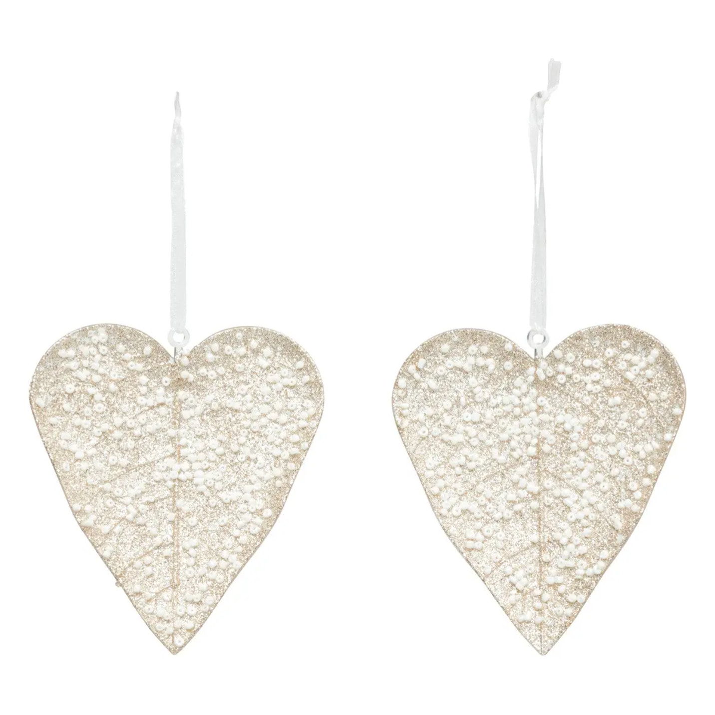 Décoration de sapin coeur x2 champagne 10cm