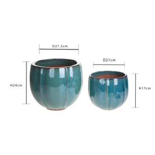 Set 2 vaso rotondo - Colore Verde - 28,6xH24x27,5cm - Bianchi Dino