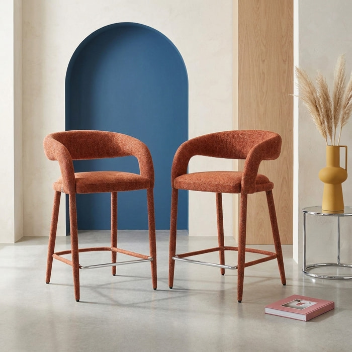 Tabouret de bar contemporain tissu (lot de 2) ALESSIA