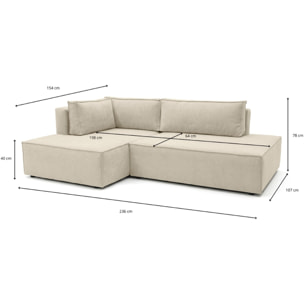 Canapé d'angle à gauche convertible 3 places en tissu chenille - BARANI