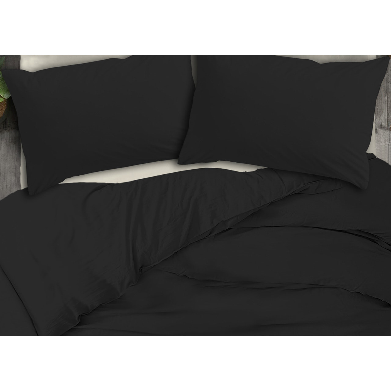 Copripiumino No Stiro Tinta Unita Bicolor Francesca Nero Nero