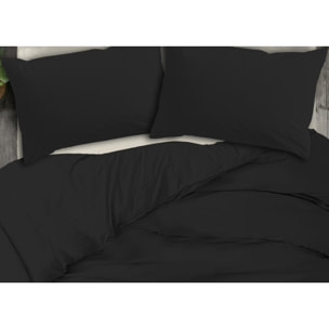 Copripiumino No Stiro Tinta Unita Bicolor Francesca Nero Nero