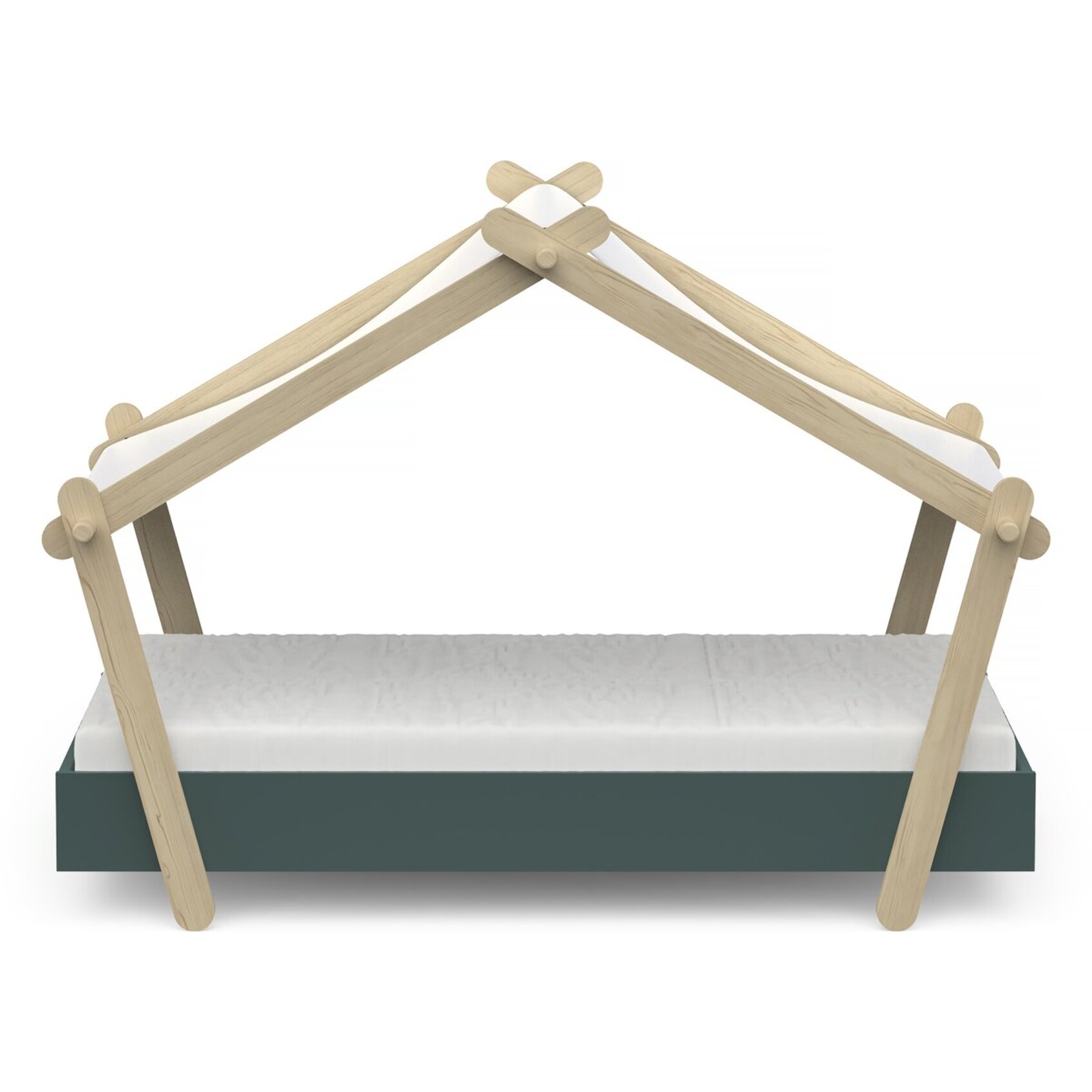 Lit cabane surélevé enfant " Lodge " - 70 x 140 cm - Vert