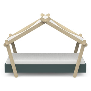 Lit cabane surélevé enfant " Lodge " - 70 x 140 cm - Vert