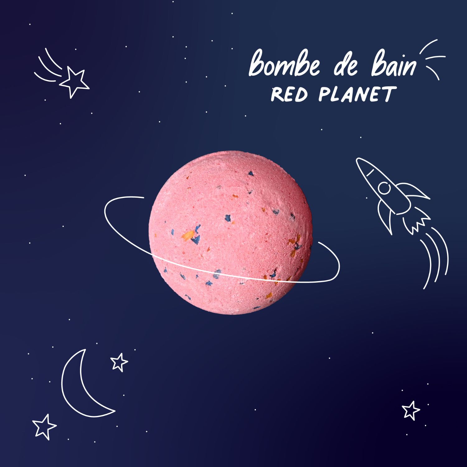 Galaxy Bath Bomb - Red Planet - Boule de Bain Effervescente et Apaisante - Grenadine 160 g