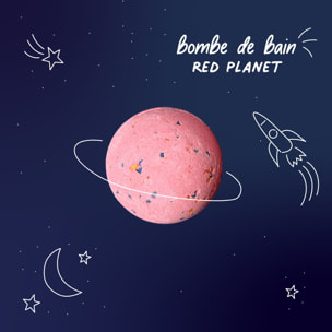Galaxy Bath Bomb - Red Planet - Boule de Bain Effervescente et Apaisante - Grenadine 160 g