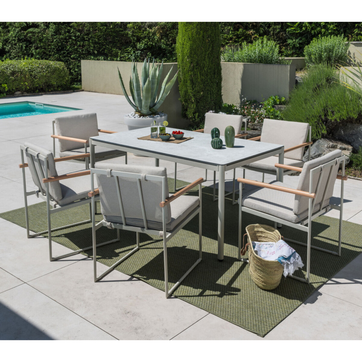 Ensemble table et chaises de jardin  - blanc - BISCAROSSE