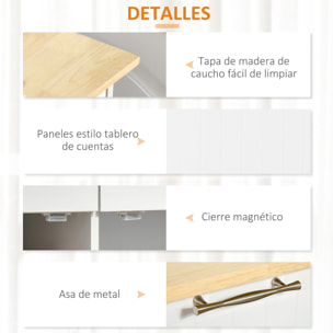 Carro de Cocina con Ruedas Mueble Auxiliar de Cocina con 2 Cajones 2 Puertas Estante Ajustable y Toallero para Comedor Salón 104x46x91 cm Blanco
