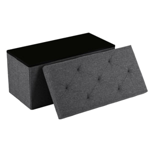 Nemora 75 - Cassapanca Ottomana 76x38x38 cm Pouf Contenitore Poggiapiedi in Tessuto Grigio