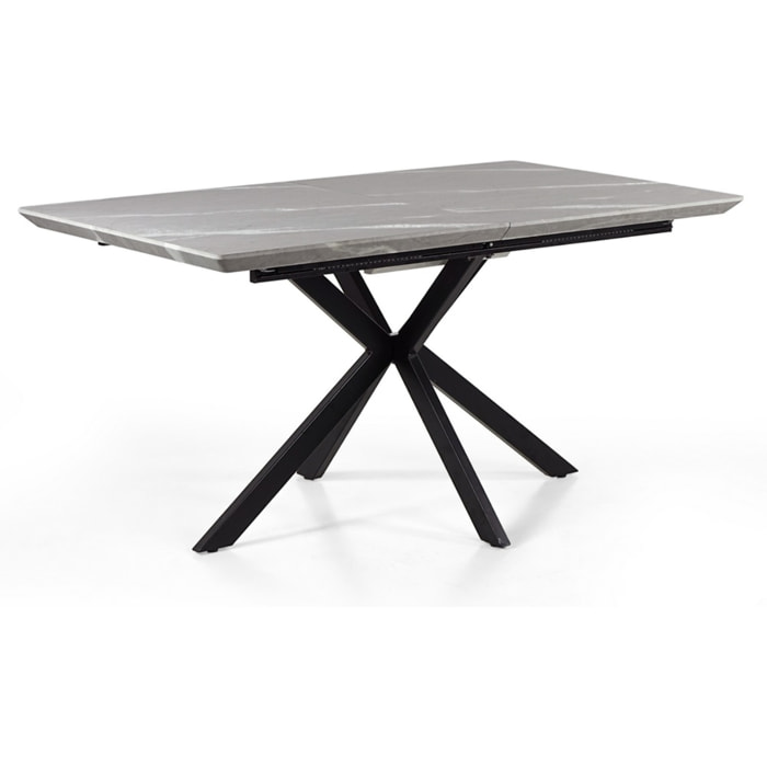 Tavolo estensibile 150-190 cm in marmo grigio scuro e gambe nere - Gabry