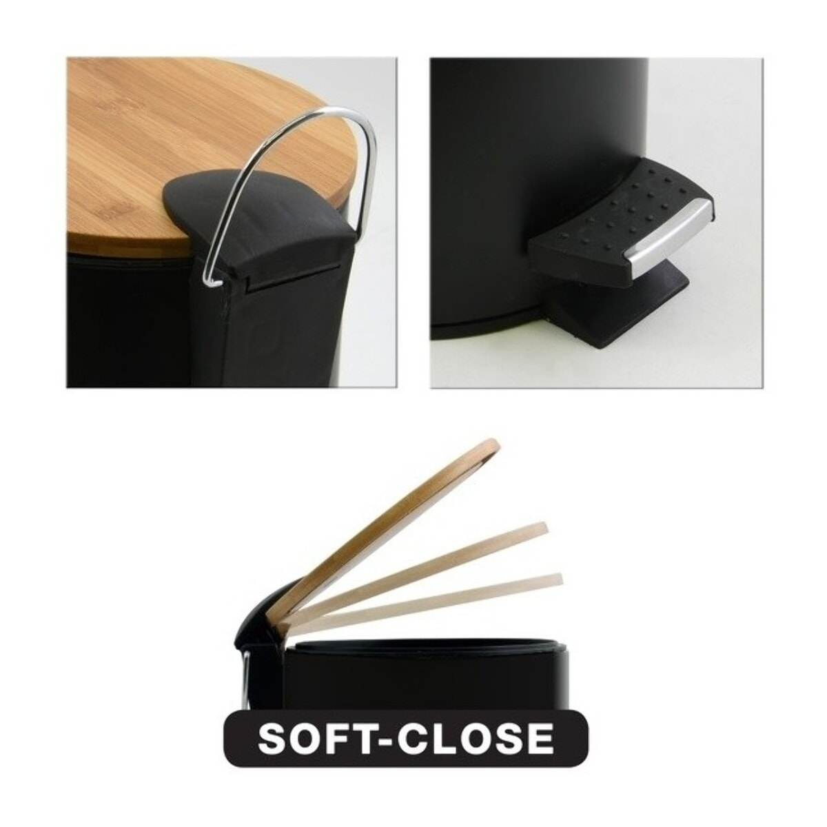 Set Poubelle à  pédale 5L & Brosse Wc ADONIS Noir Mat Spirella
