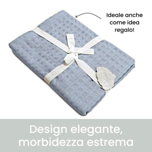INTRECCI Telo Doccia Maxi, Asciugamano da Doccia, Telo Bagno 150 x 100 cm, in Spugna di Puro Cotone 300 gr/mq, Tinta Unita Azzurro. Modello: Napone