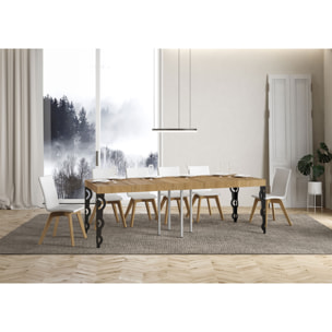 Table extensible 90x90/246 cm Karamay Premium Chêne Nature cadre Anthracite