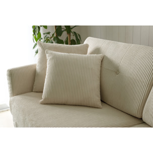 OSLO Canapé 3 places scandinave velours côtelé beige