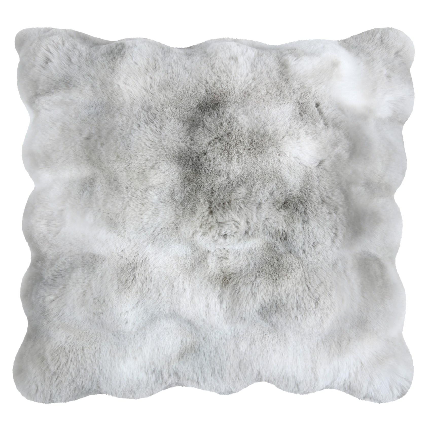 Coussin déhoussable imitation fourrure - Gris clair