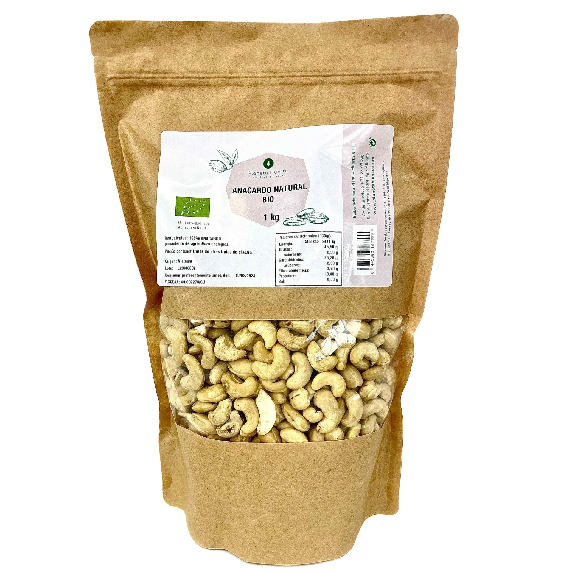 PLANETA HUERTO | Anacardos Crudos Naturales 1KG Snack Saludable Rico en Ácidos Grasos Insaturados y Nutrientes Esenciales - Anacardo Natural Fruto Seco