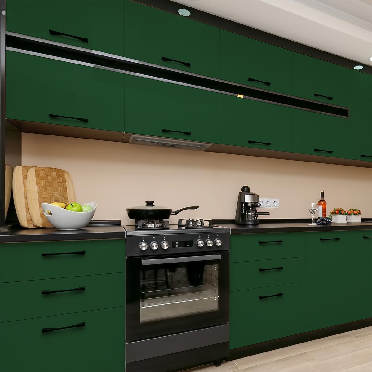 Rouleau adhésif décoratif Vinyle au Mètre - Vert fonce - Sticker Lavable Imperméable Mur Cuisine Meubles