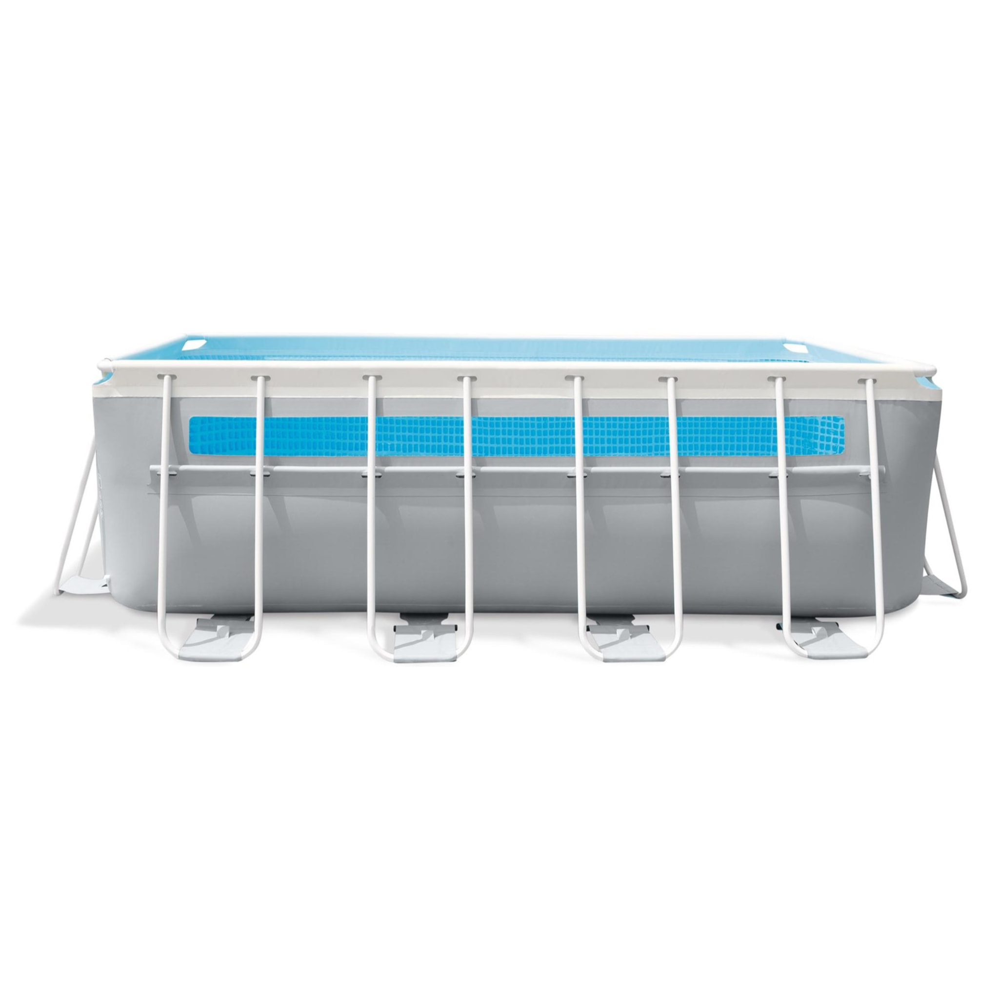 Intex Piscina Fuori Terra Prisma Frame Clearview Rettangolare, con Pompa Filtro 2006 L/h, Scaletta e Teli, P