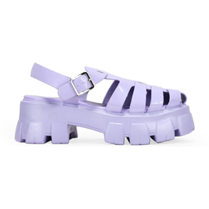 Sandalias cangrejeras lila con plataforma