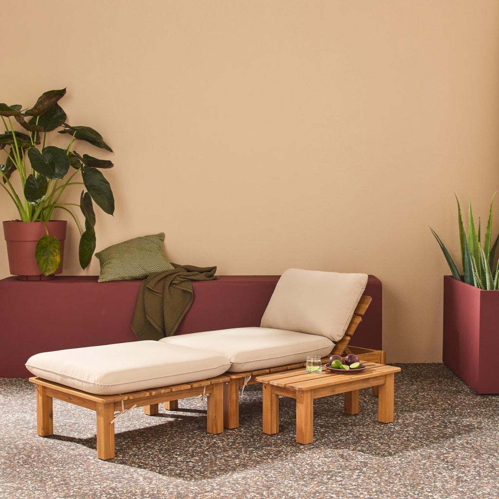 Salon de jardin modulable bois d'acacia multi positions 1 place MAE