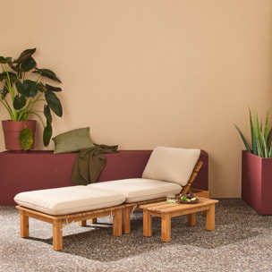 Salon de jardin modulable bois d'acacia multi positions 1 place MAE