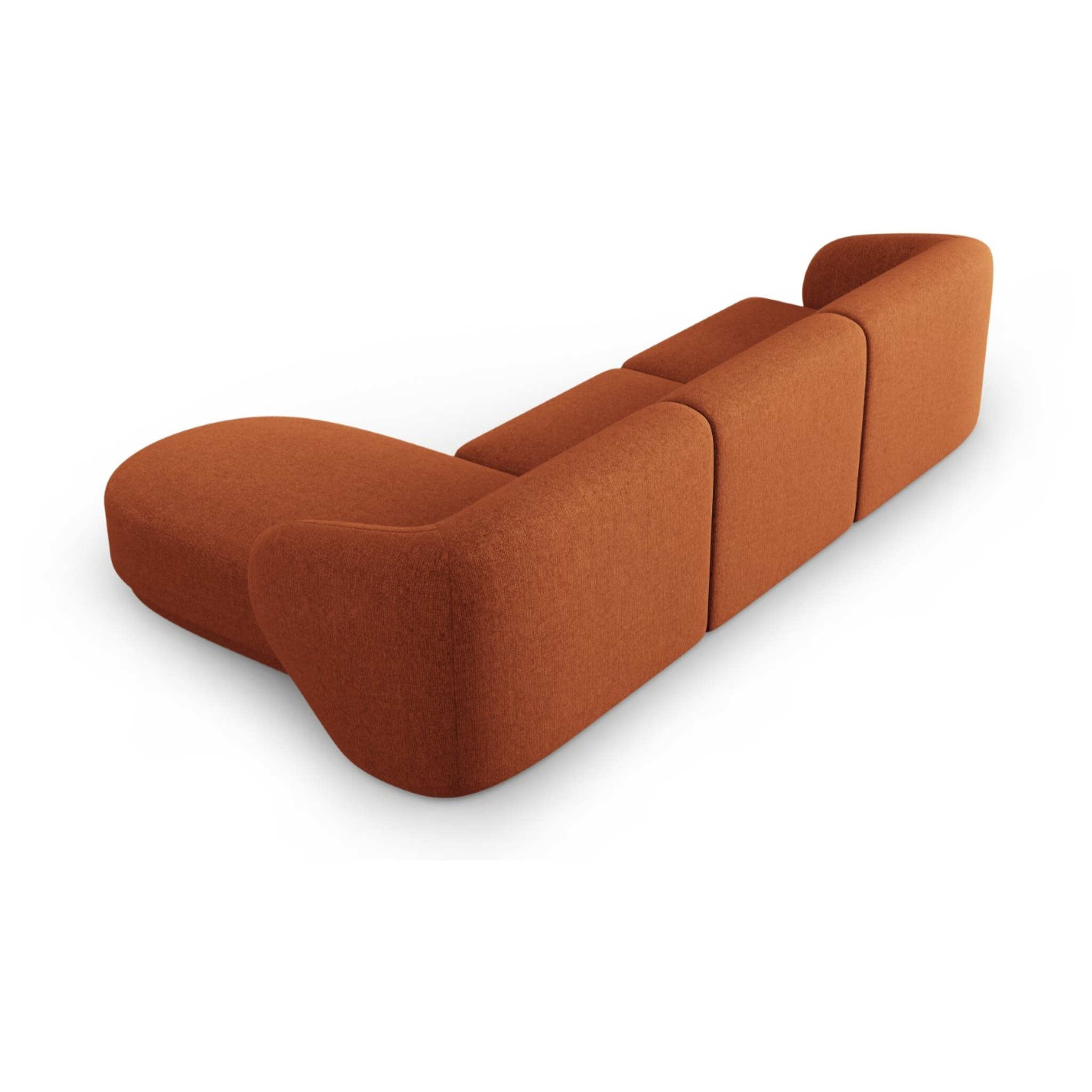 Canapé d'angle droit modulable "Lionel" 4 places en chenille mélange terracotta