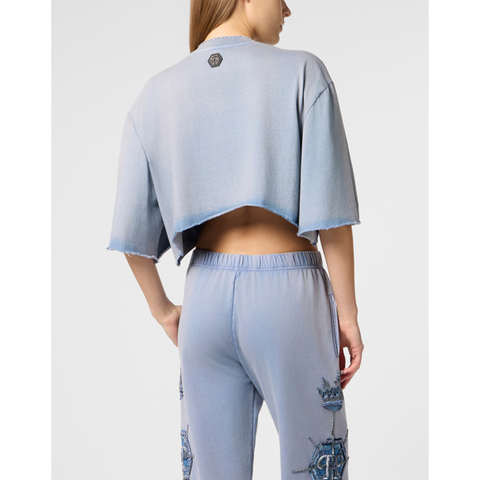 PHILIPP PLEIN Cropped T-Shirt Butterfly Tattoo