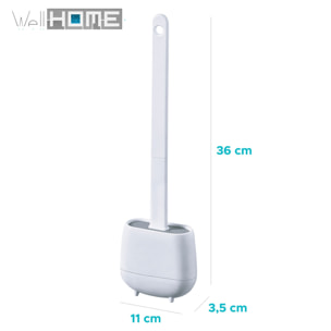 3x Escobillas y portaescobillas de inodoro, cepillo y soporte para WC, silicona, TPR y caucho termpoplástico, blanco