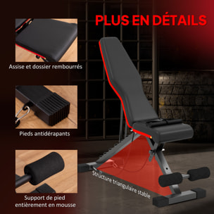 Banc de musculation pliable réglable 2 bandes de résistance incluses max. 120Kg