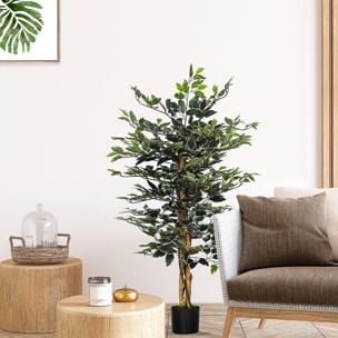 Ficus Artificial con Troncos 130cm Planta Artificial con Macetas y 702 Hojas