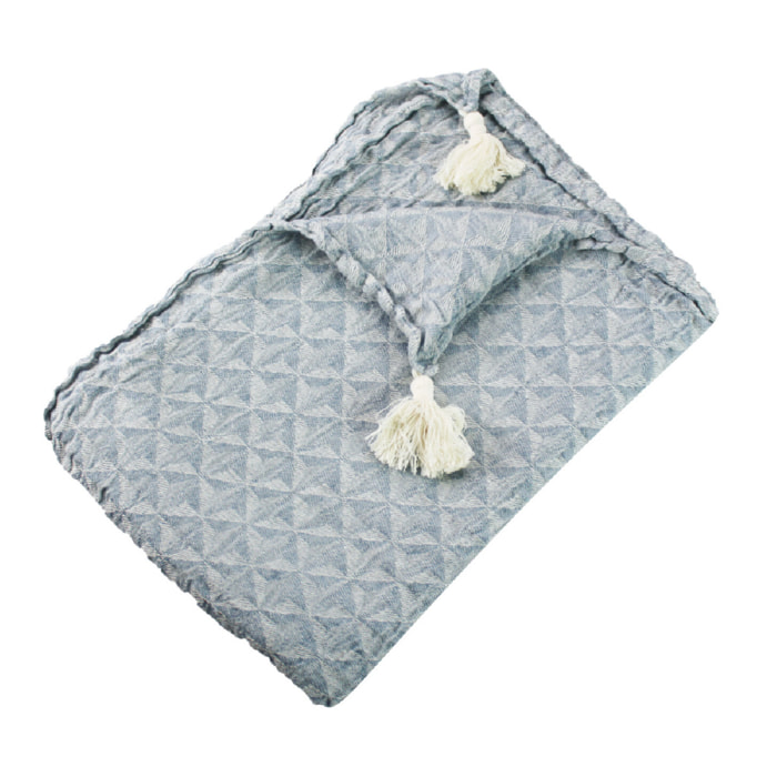 Plaid lin & coton lavé motif jacquard gris Delta gris