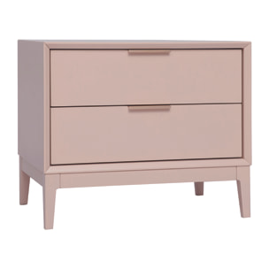 Table de chevet rose poudré et métal doré avec rangements GIANA