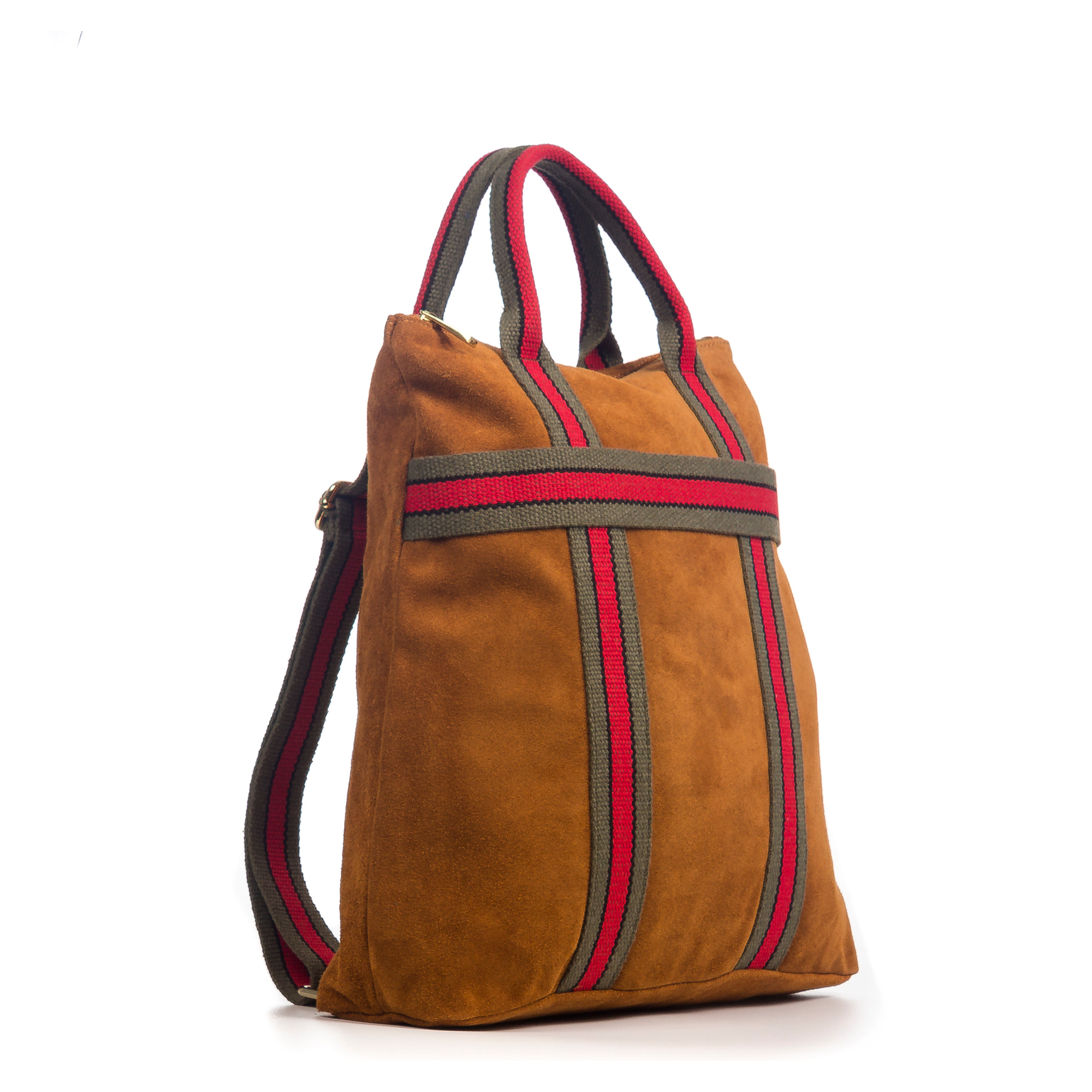 FIRENZE ARTEGIANI Borsa Zaino Venusta da Donna. Vera Pelle Scamosciata Premium Tela Stampata Made in Italy 35x10x35 Cm. Colore: pelle