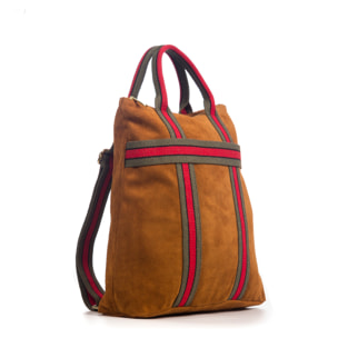 FIRENZE ARTEGIANI Borsa Zaino Venusta da Donna. Vera Pelle Scamosciata Premium Tela Stampata Made in Italy 35x10x35 Cm. Colore: pelle