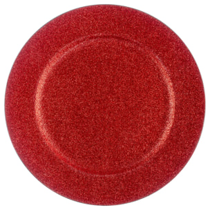Assiette présentation ronde D.33cm pailletée rouge