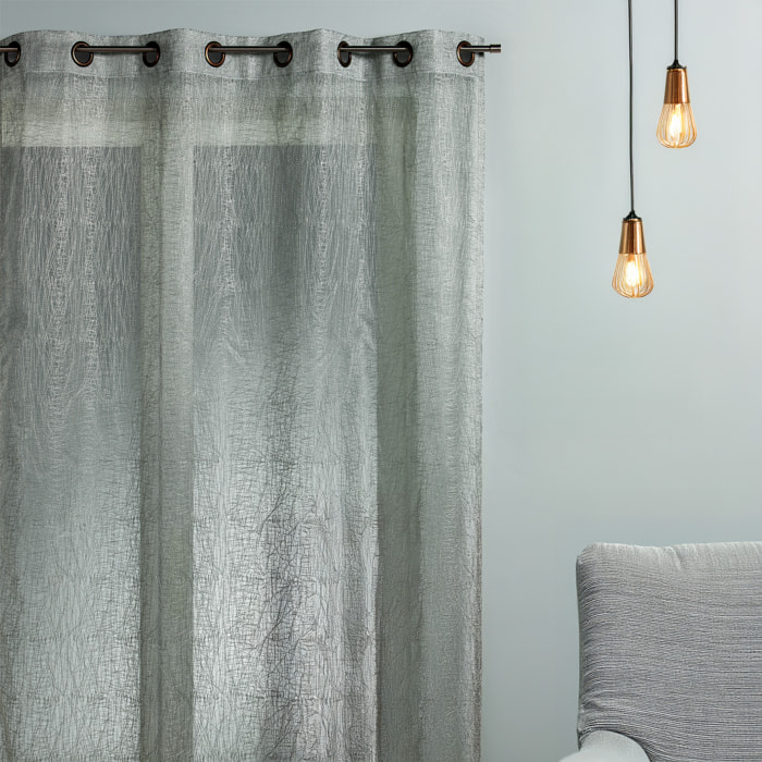 Voilage Picasso en organza brodé - Gris clair