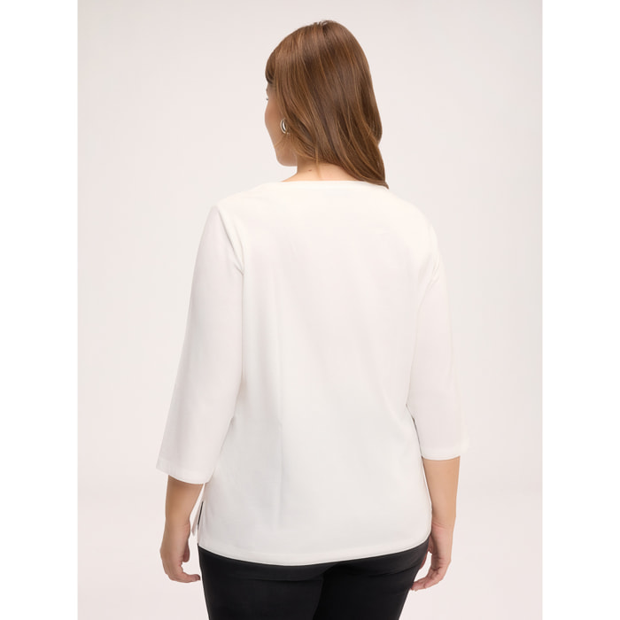 Fiorella Rubino - T-shirt in cotone con scritta in pizzo - Bianco
