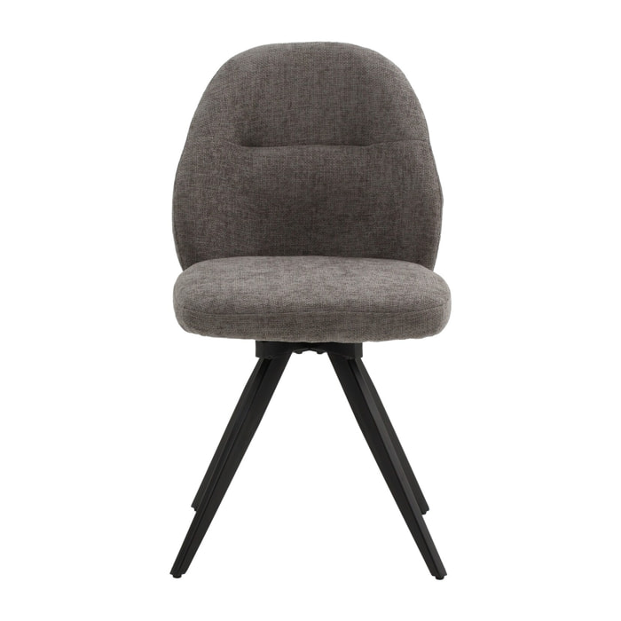 Set di 4 sedie girevoli ZENNENDAL in tessuto grigio e gambe in metallo nero
