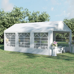 Carpa para Fiestas 6x3 m Cenador Pabellón de Jardín con 4 Paneles Laterales 2 Puertas Enrollables y 6 Ventanas Protección UV para Exterior Eventos Bodas Blanco