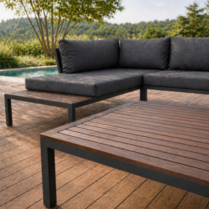 Salon de jardin 3-4 places avec table basse gris foncé CANEE
