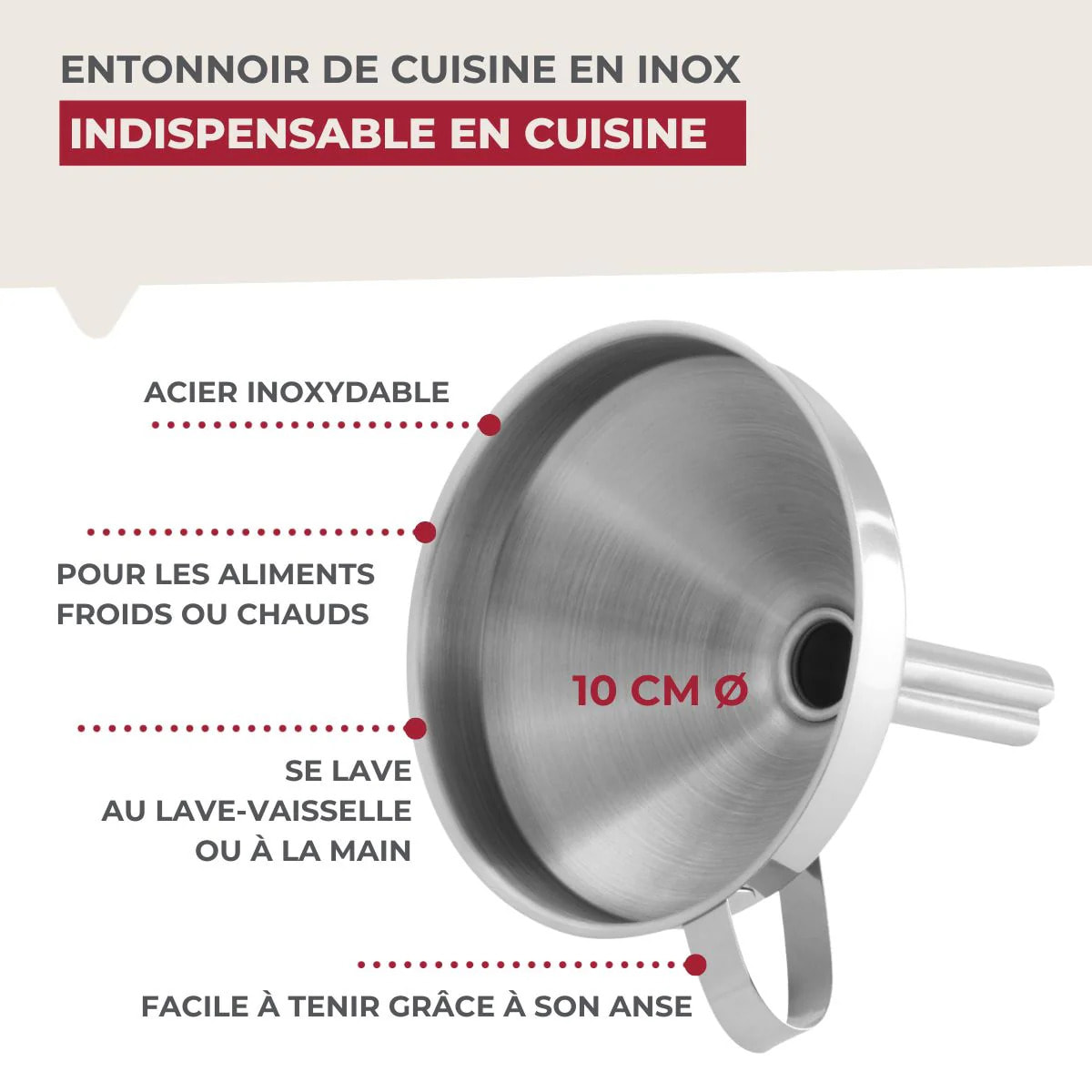 Set de 2 ustensiles de cuisine entonnoir inox Fackelmann Basic