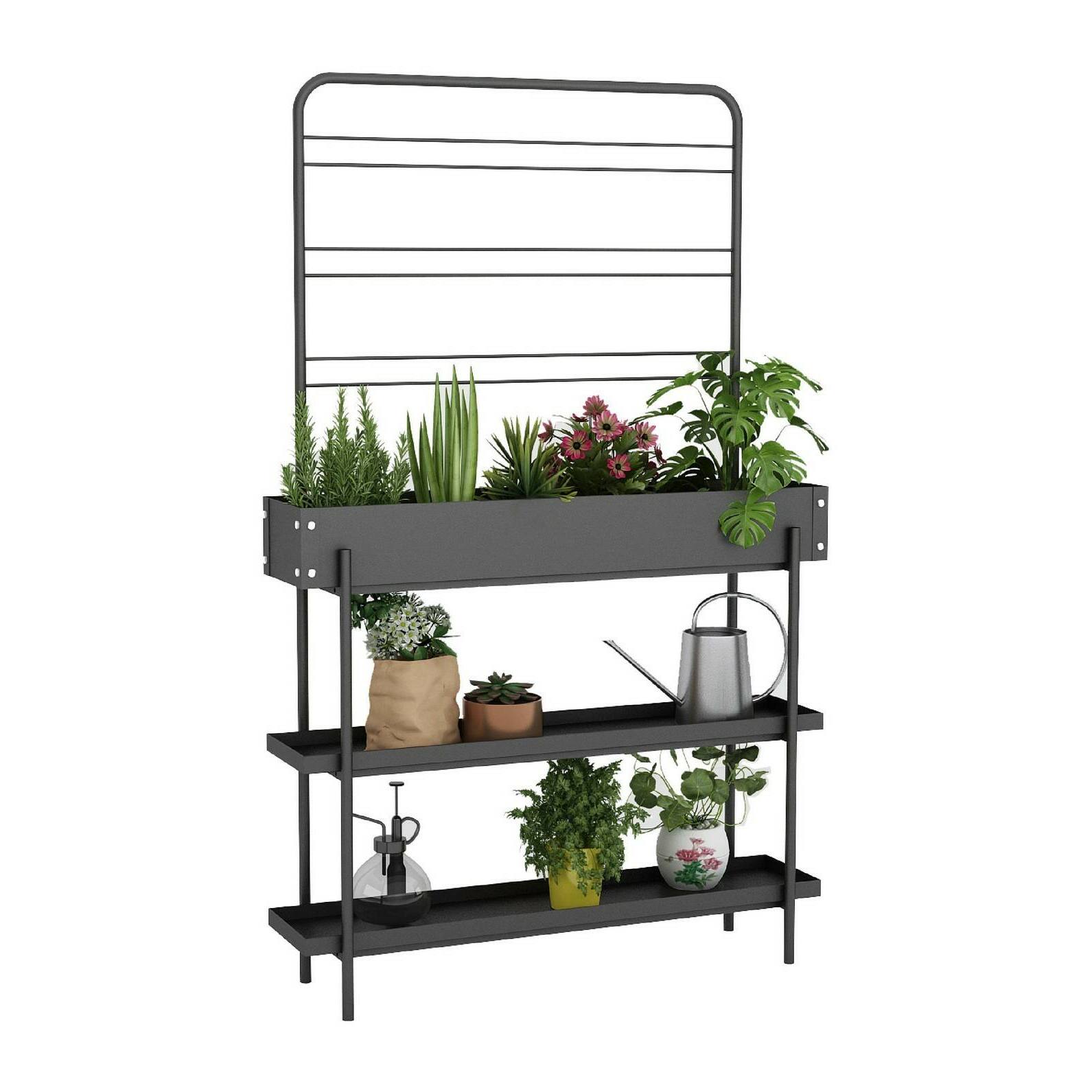 Fioriera Paganella, Complemento d'arredo, Articolo decorativo, Accessorio d'arredo, 96x24 h155 cm, Ardesia