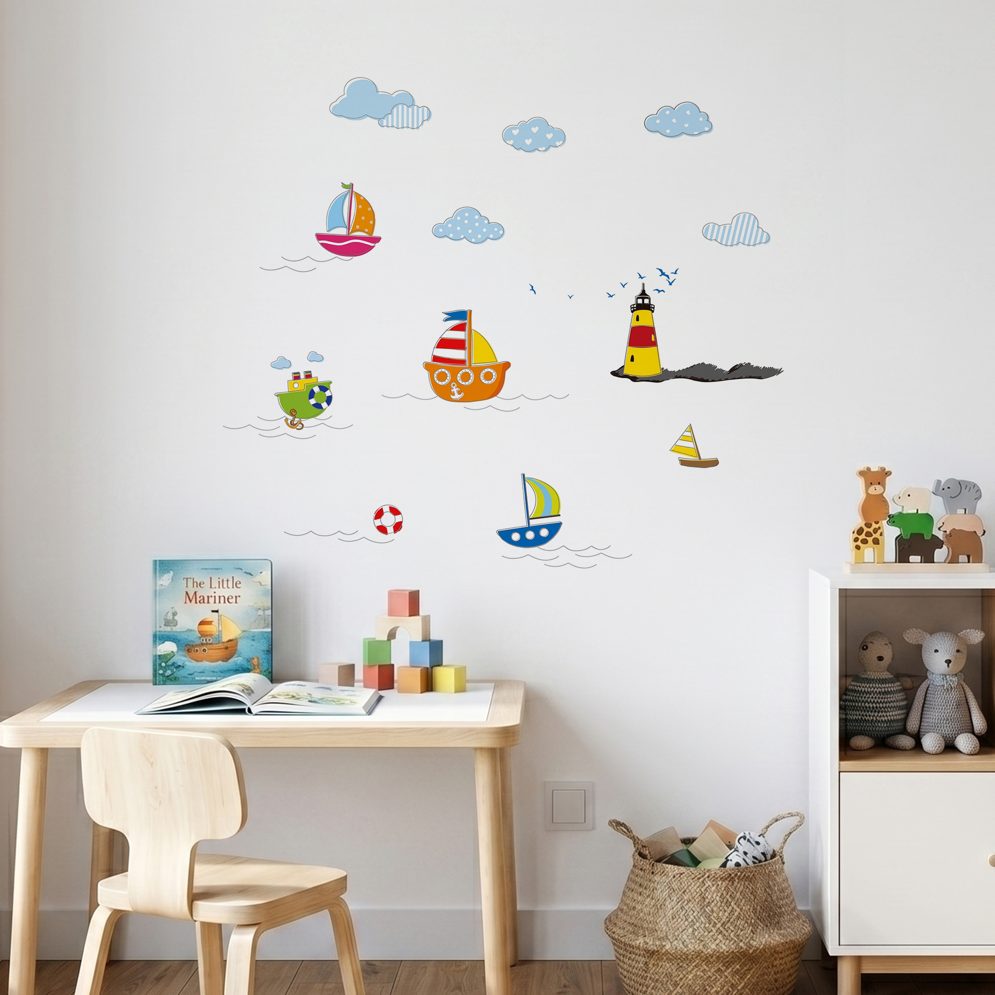 Stickers Muraux décoration adhésifs Bateaux et Nuages